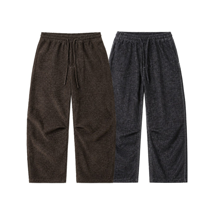 Damen Locker geschnittene Cropped-Hose mit hohem elastischem Bund und Kordelzug aus strukturierter Leinenmischung Echoarchiv