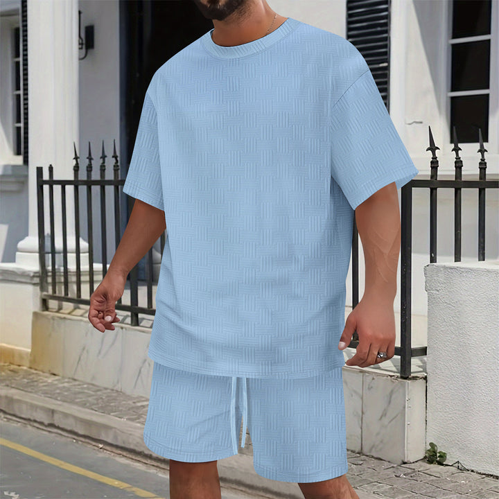 Herren lässiges T-Shirt und Shorts Set mit strukturierter Oberfläche Echoarchiv