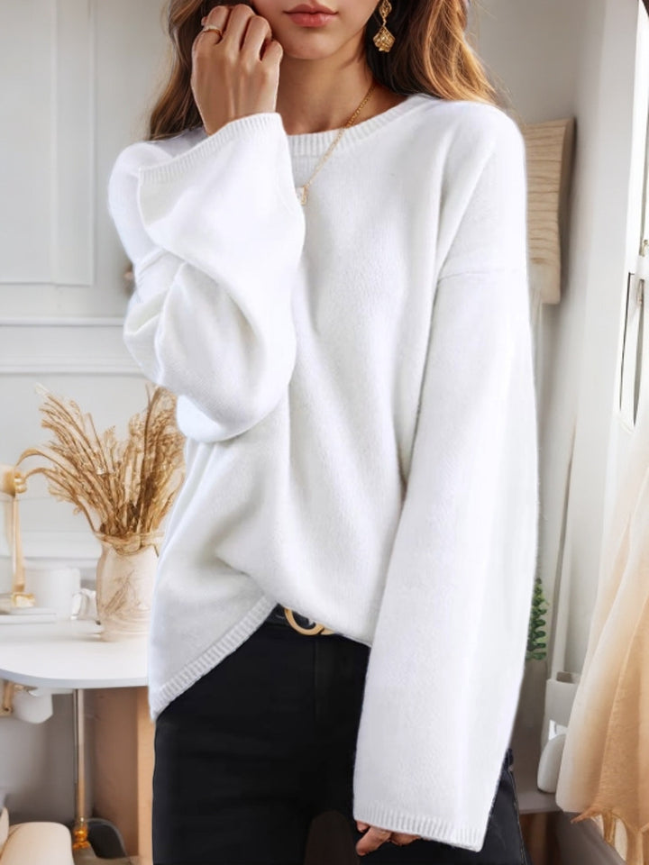 Damen nan lässiger Oversize-Strickpullover mit Rundhalsausschnitt und überschnittener Schulterpartie Echo Archiv