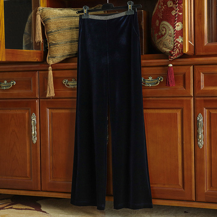 Damen Elegante und fließende Velours-Hose Echoarchiv