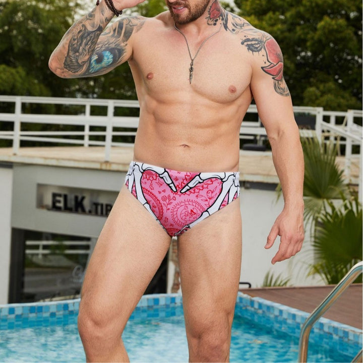 Herren Schwimmhose im kreativen Herzdesign Echo Archiv