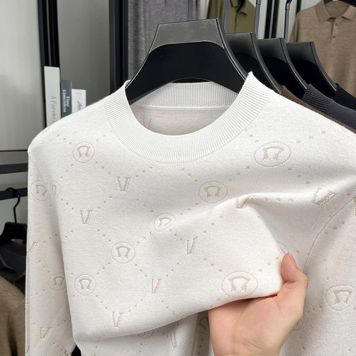 Herren eleganter Rundhalspullover mit strukturiertem Design Echoarchiv