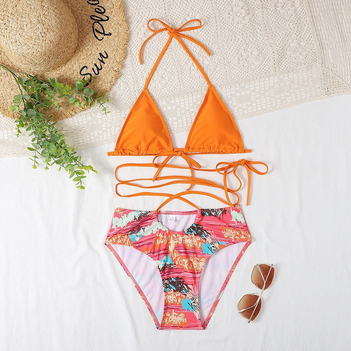 Damen Triangel-Bikini mit lässigem Schnitt und modischen Bindebändern Echo Archiv