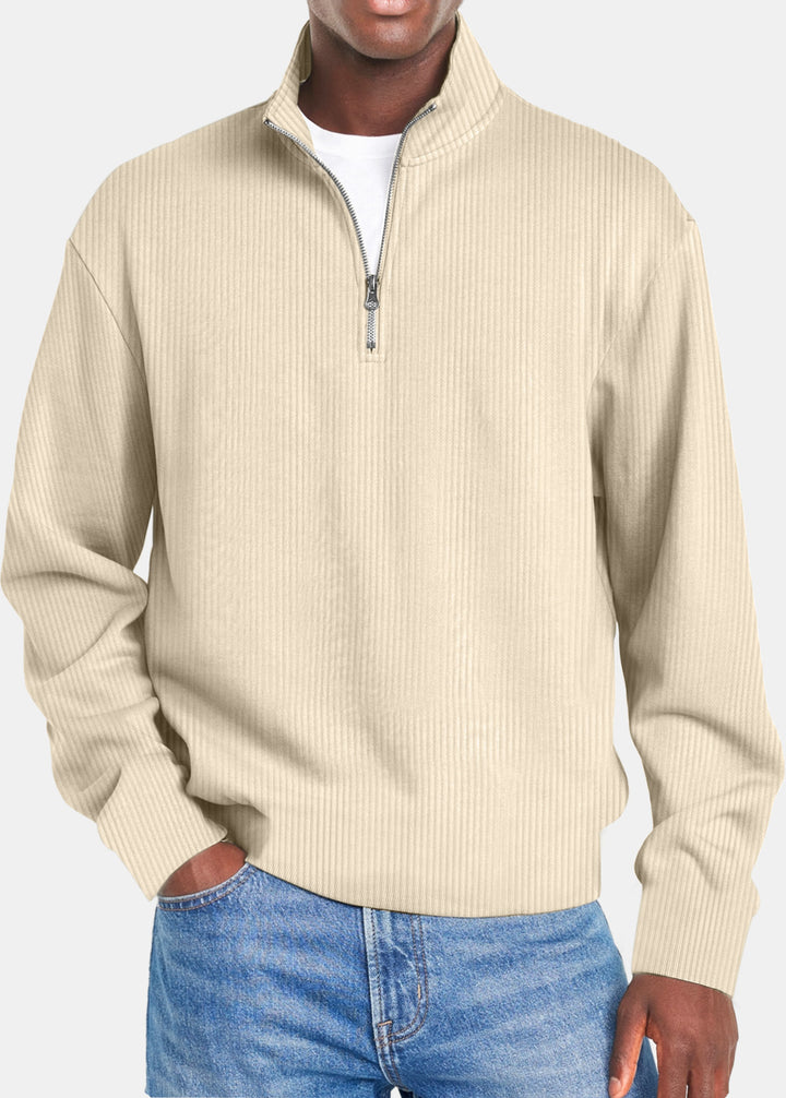 Herren nan gerippter Troyer-Pullover mit Halbzip und Stehkragen Echo Archiv