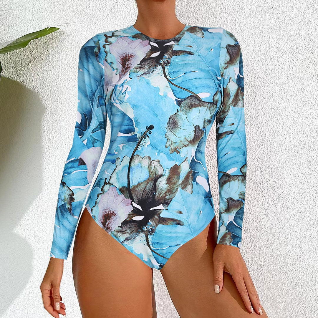 Damen Langarm-Badeanzug mit eleganter Marmor-Optik Echo Archiv