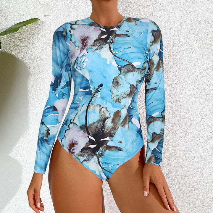Damen Langarm-Badeanzug mit eleganter Marmor-Optik Echo Archiv