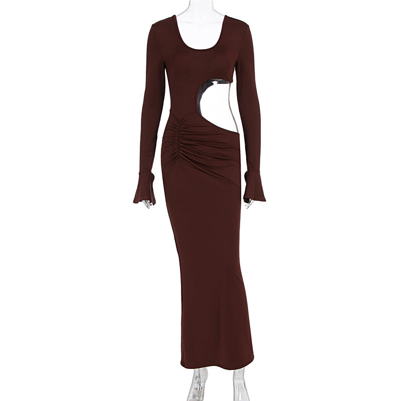 Damen elegantes Maxi-Kleid mit asymmetrischem Cut-Out und Raffungen Echo Archiv