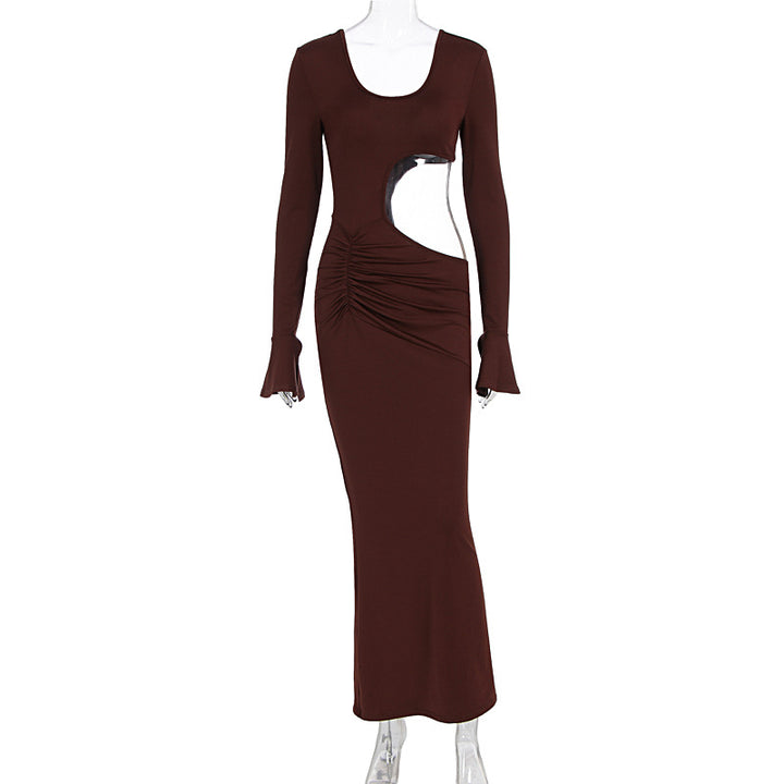 Damen elegantes Maxi-Kleid mit asymmetrischem Cut-Out und Raffungen Echo Archiv