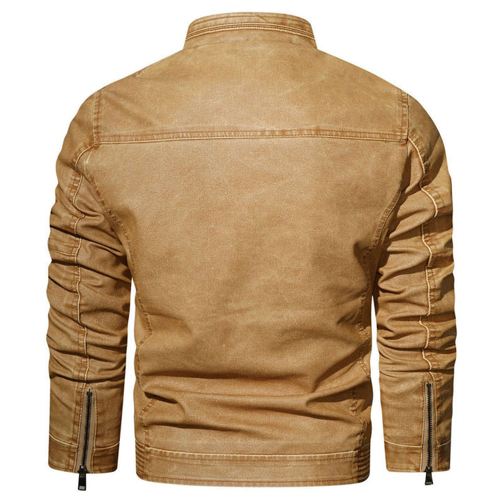 Herren Vintage-Kunstleder-Pilotenblouson mit verstellbarem Stehkragen und Reißverschlusstaschen Echo Archiv