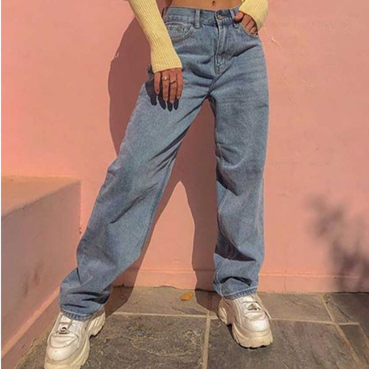 Damen weite High-Waist Jeans mit lässigem Schnitt und modischen Akzenten Echo Archiv
