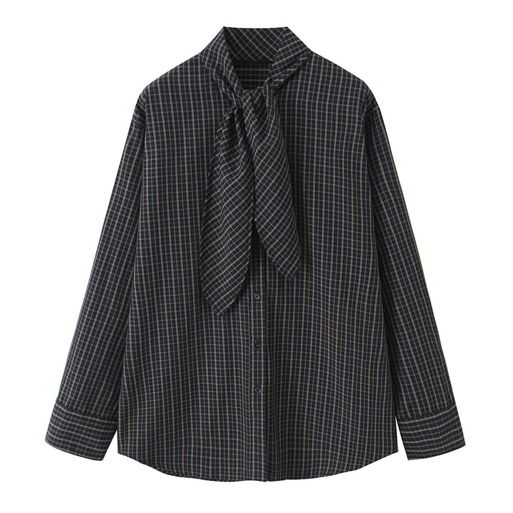 Damen Kariertes Blusenshirt mit Schluppe und weiter Passform Echo Archiv
