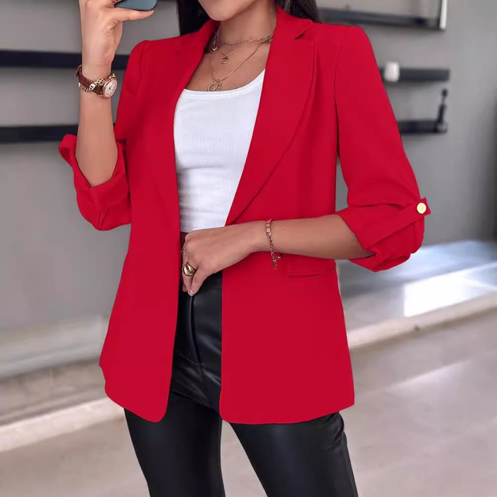 Damen nan taillierter Longblazer mit aufgekrempelten Ärmeln, Reverskragen und schlanker Silhouette Echo Archiv