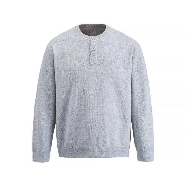 Herren Strukturierter Henley‑Strickpullover mit Dreifach‑Knopfleiste Echoarchiv