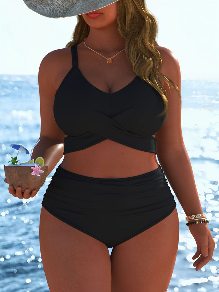 Damen Bikini-Set mit stylischem Marmormuster und hohem Taillenschnitt Echo Archiv