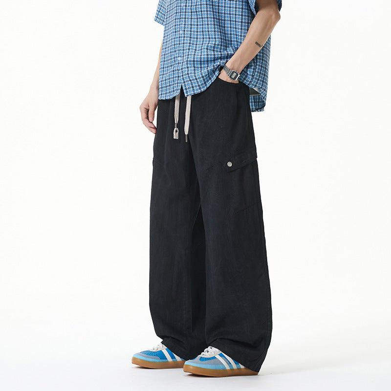 Damen Weite Leinenoptik-Cargohose mit Tunnelzugbund und großen Klapptaschen Echo Archiv
