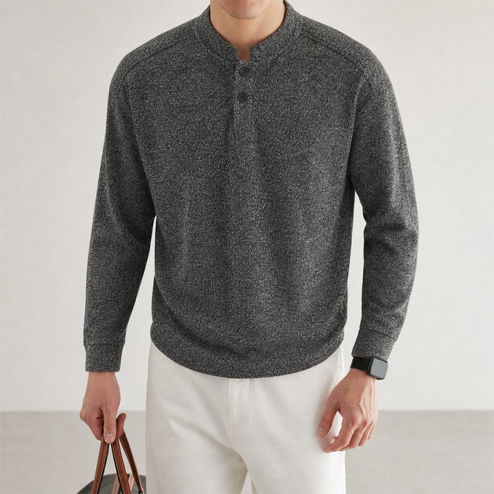 Herren Feinstrick-Henleypullover mit Knopfleiste und Rippbündchen Echo Archiv
