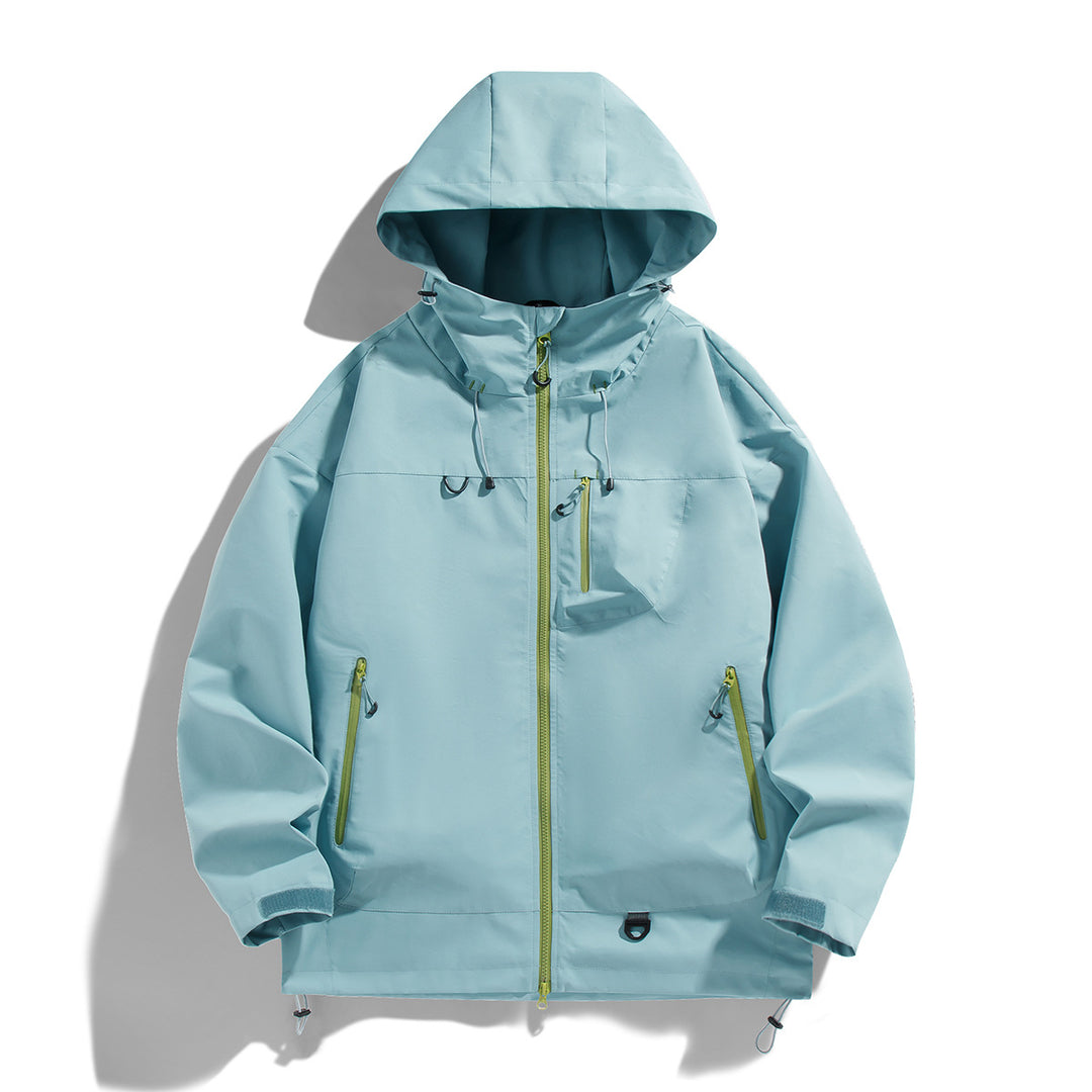 Herren wasserdichte Outdoor-Jacke mit verstellbarer Kapuze und praktischen Reißverschlusstaschen Echoarchiv
