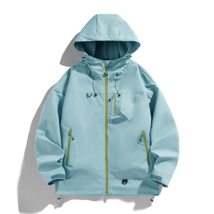 Herren wasserdichte Outdoor-Jacke mit verstellbarer Kapuze und praktischen Reißverschlusstaschen Echoarchiv