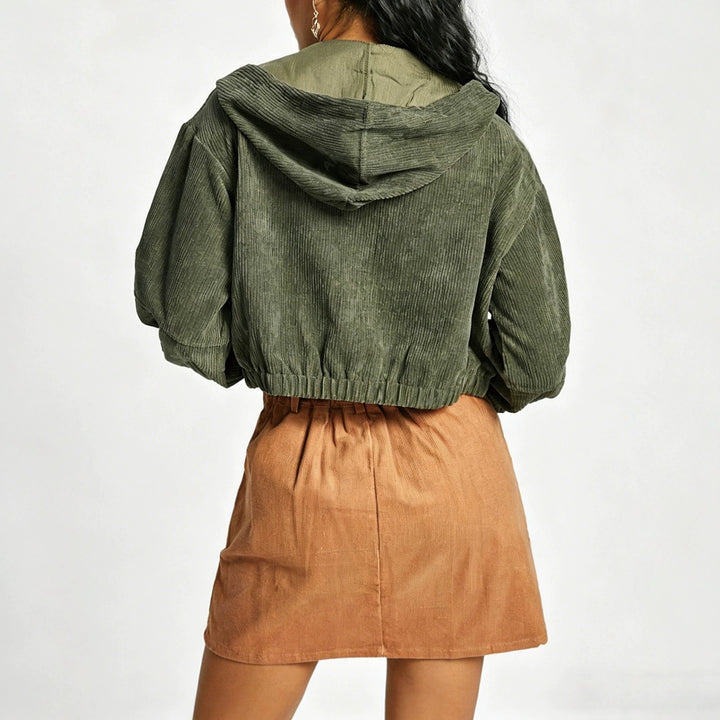 Damen Kurze Cordjacke mit Kapuze Echo Archiv