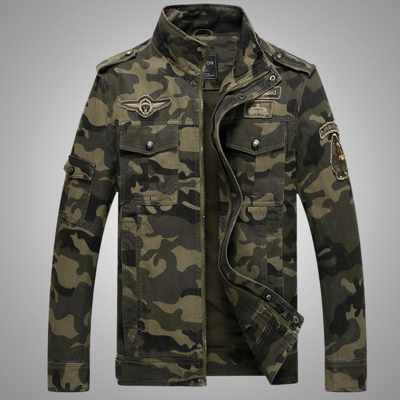 Herren Camouflage-Fieldjacke aus robustem Canvas mit Epauletten, Mehrfach‑Taschen und Stehkragen Echoarchiv