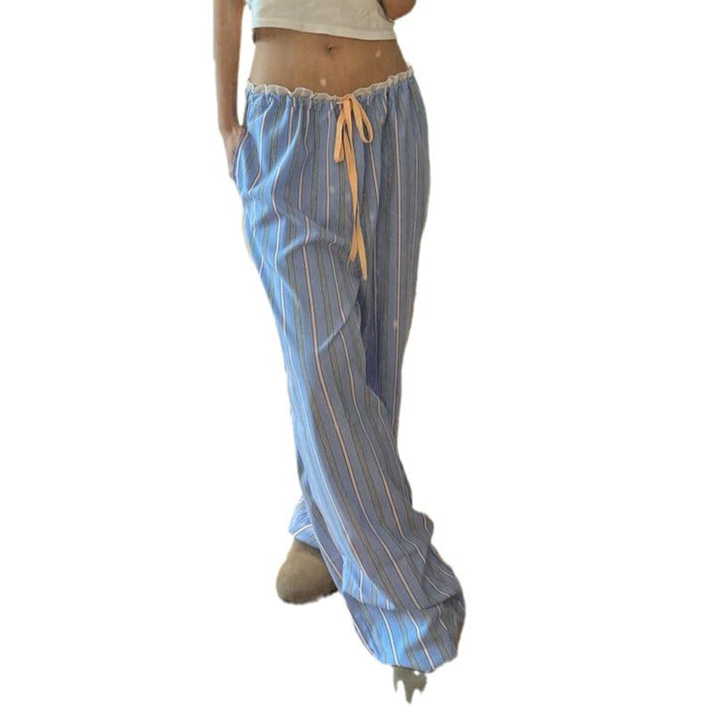 Damen lässige und bequeme Schlafhose mit hohe Taille und Kordelzug Echo Archiv