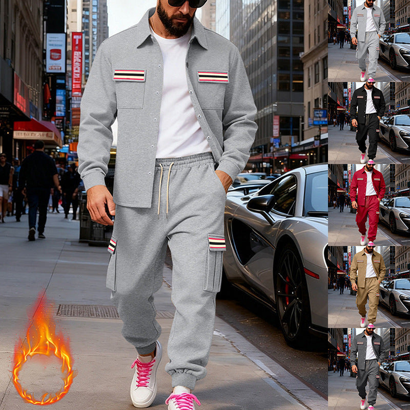 Herren Urbanes zweiteiliges Utility-Joggingset mit Overshirt und Cargo-Hose Echoarchiv