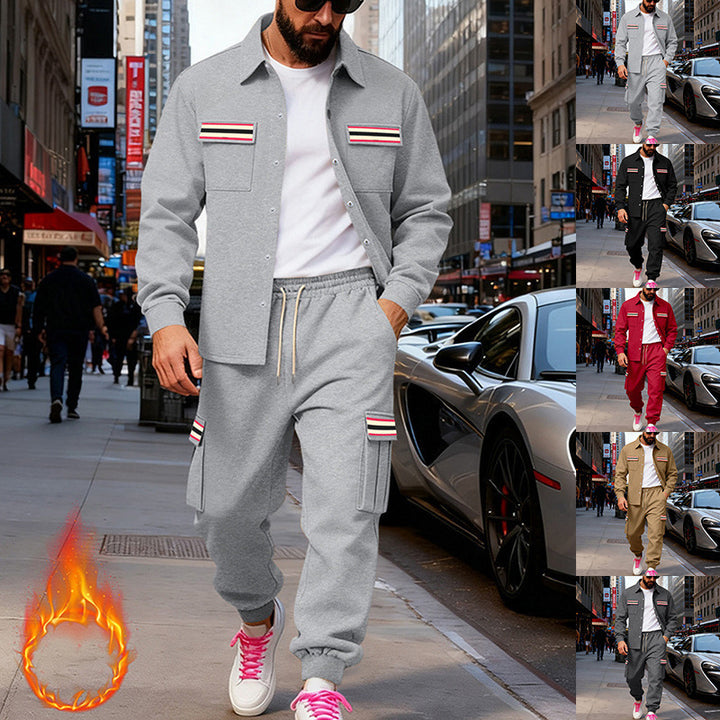 Herren Urbanes zweiteiliges Utility-Joggingset mit Overshirt und Cargo-Hose Echoarchiv