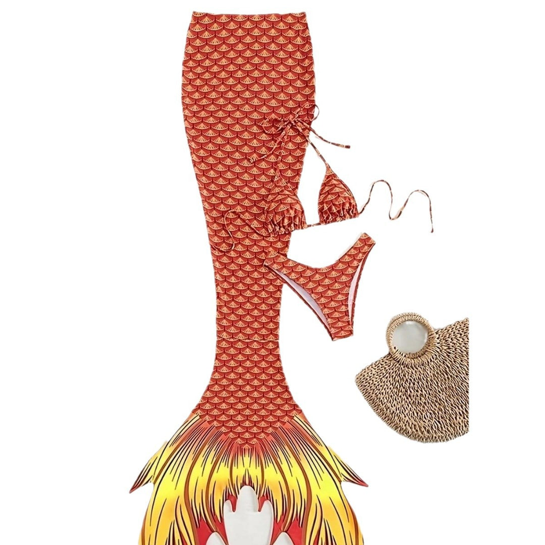 Damen Meerjungfrauen-Bikini mit schimmerndem Schwanzfisch-Muster Echo Archiv
