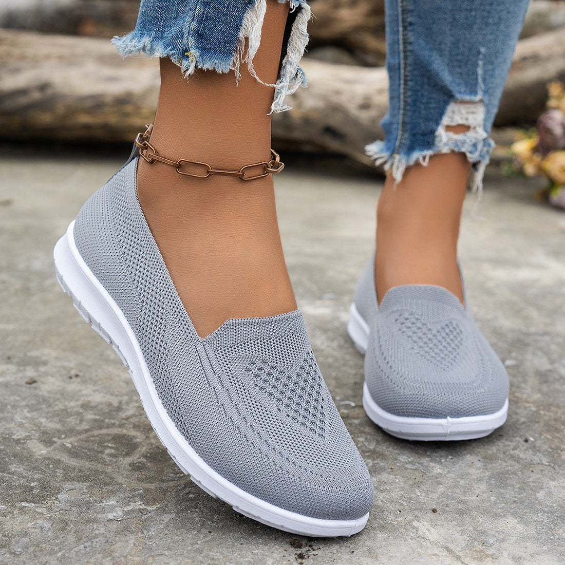 Damen Atmungsaktive Slip-On Freizeitschuhe mit komfortablem Absatz – Elvéra