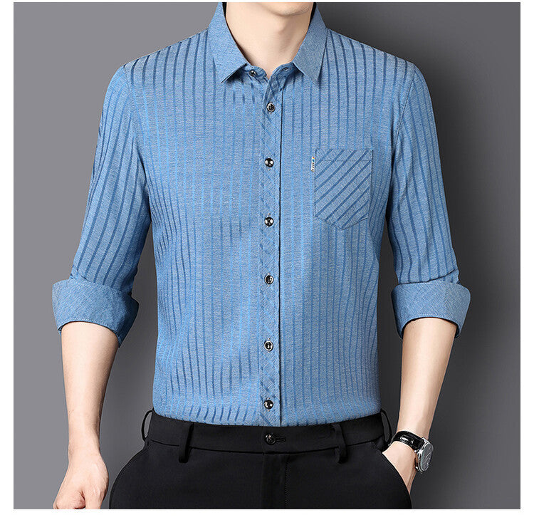 Herren stilvolles Slim-Fit Langarmhemd mit strukturiertem Design Echoarchiv