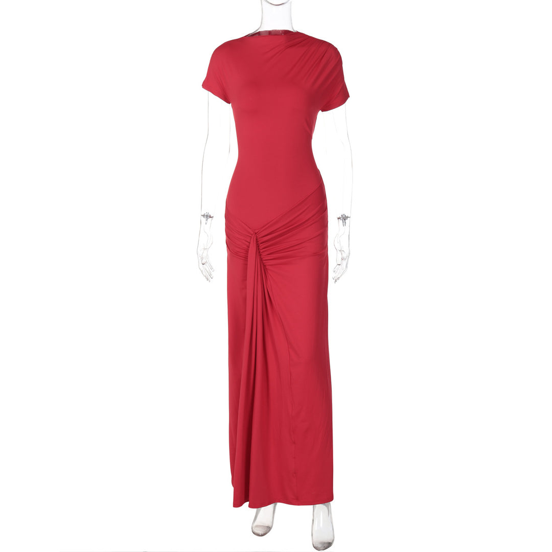 Damen Elegantes Maxikleid mit Drapierung und asymmetrischem Saum Echo Archiv
