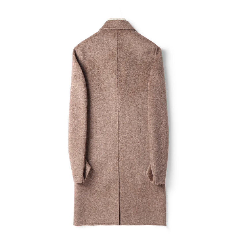 Herren Strukturierter Longcoat aus Wollmix mit fallendem Revers und Ein-Knopf-Verschluss Echoarchiv