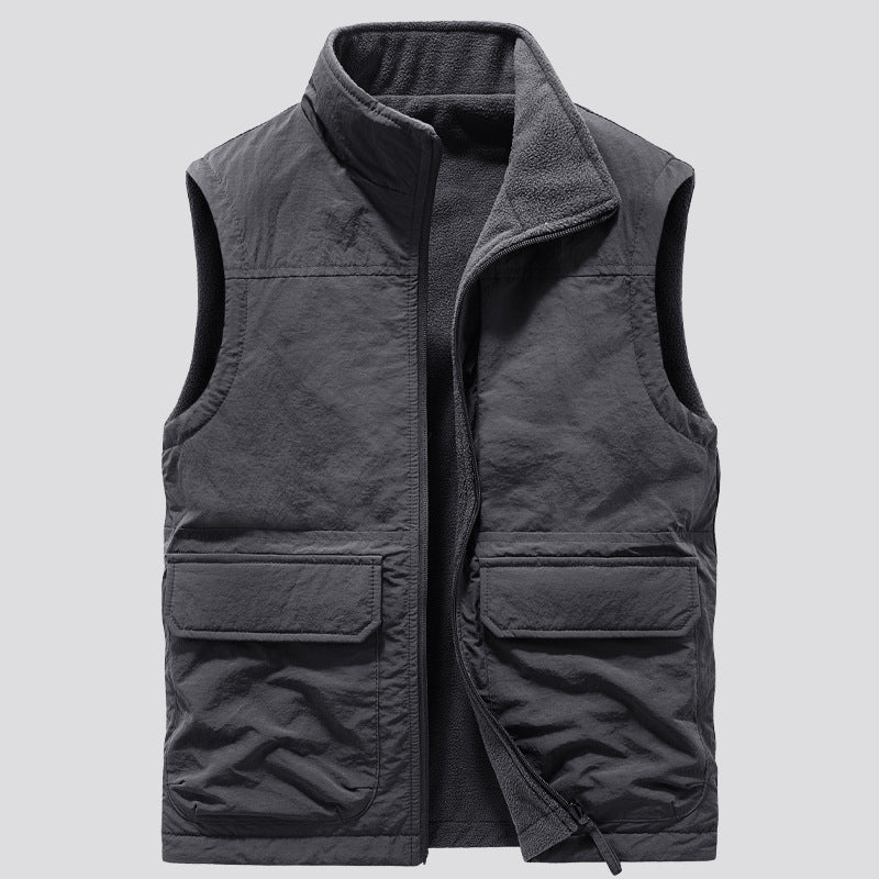 Herren Gefütterte Utility‑Weste mit Fleece‑Innenlage und aufgesetzten Pattentaschen – Taviero