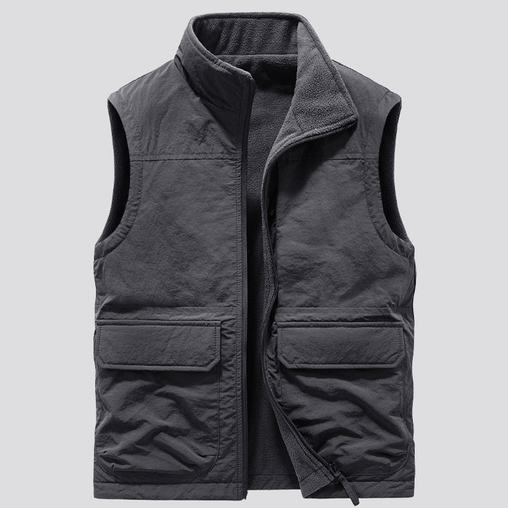 Herren Gefütterte Utility‑Weste mit Fleece‑Innenlage und aufgesetzten Pattentaschen – Taviero