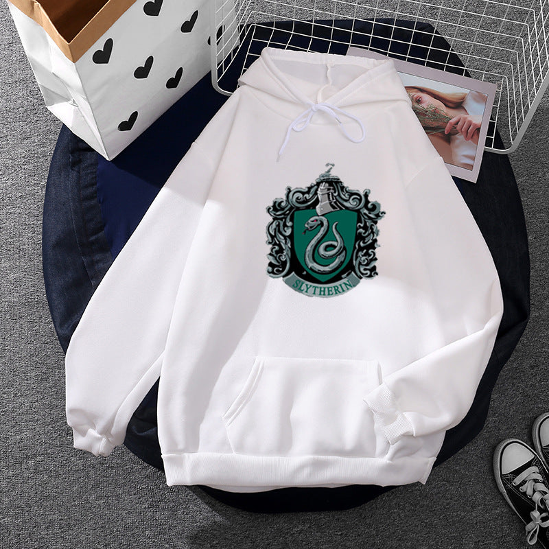 Damen gemütlicher Kapuzenpullover im Oversize-Cut mit heraldischem Schlangenwappen und weichem Fleece-Innenfutter – Auréline