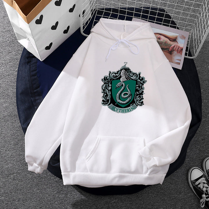 Damen gemütlicher Kapuzenpullover im Oversize-Cut mit heraldischem Schlangenwappen und weichem Fleece-Innenfutter – Auréline