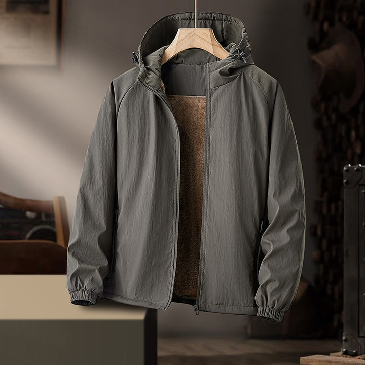 Herren Leichte Kapuzen-Übergangsjacke mit Teddyfutter & windabweisender Hülle Echoarchiv