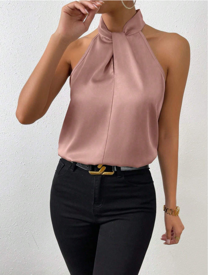 Echoarchiv | Damen Knoten Hals Stil Top Seide