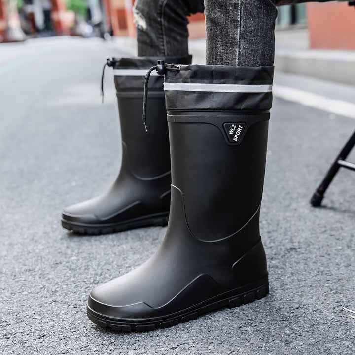 Herren Outdoor-Gummistiefel mit Thermokragen, Zugkordelverschluss und rutschfester Profilsohle Echoarhiv