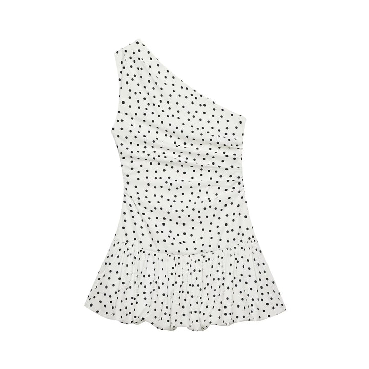 Damen Polka-Dots Minikleid mit asymmetrischem Ausschnitt Echo Archiv