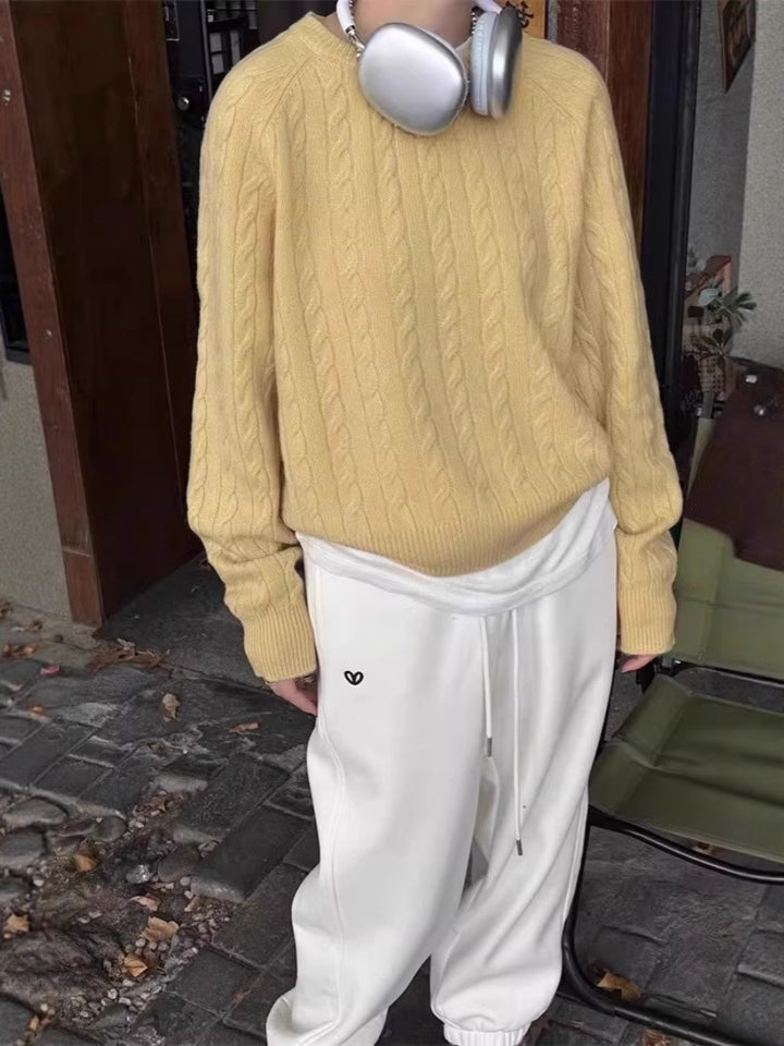 Damen Zopfstrick-Pullover aus Baumwoll-Mix mit legerer Oversize-Silhouette Echoarchiv