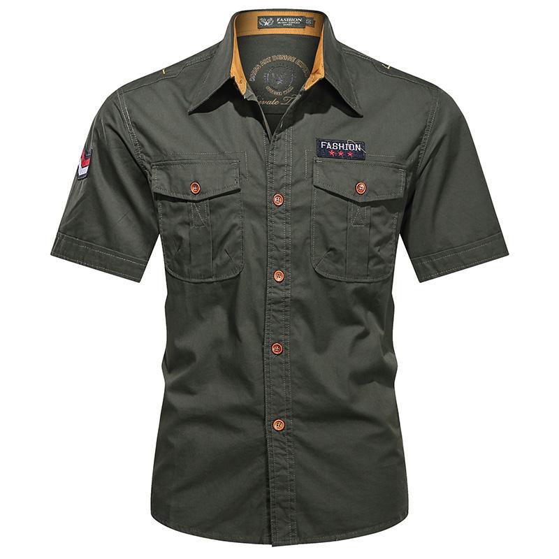 Men's utility long-sleeve cotton work shirt with dual chest pockets – Arvello