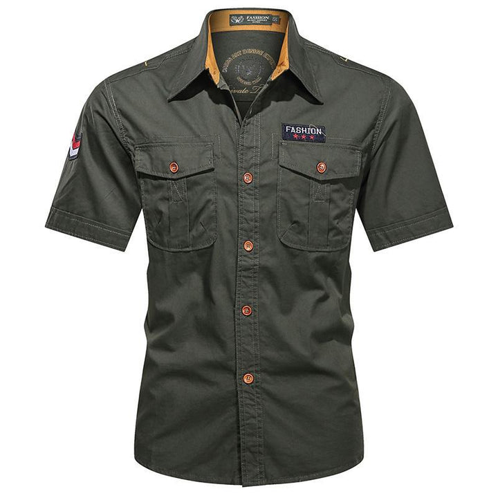 Men's utility long-sleeve cotton work shirt with dual chest pockets – Arvello
