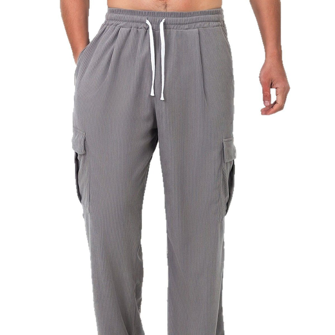 Herren Cord-Optik Cargo-Jogger mit Tunnelzug, elastischem Bund und aufgesetzten Klapptaschen – Bravaro