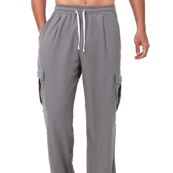 Herren Cord-Optik Cargo-Jogger mit Tunnelzug, elastischem Bund und aufgesetzten Klapptaschen – Bravaro