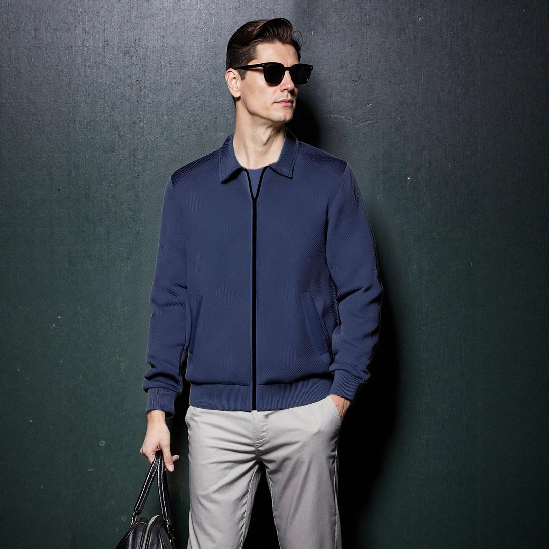 Herren sportliche Jacke mit strukturiertem Design und modernem Kragen Echoarchiv