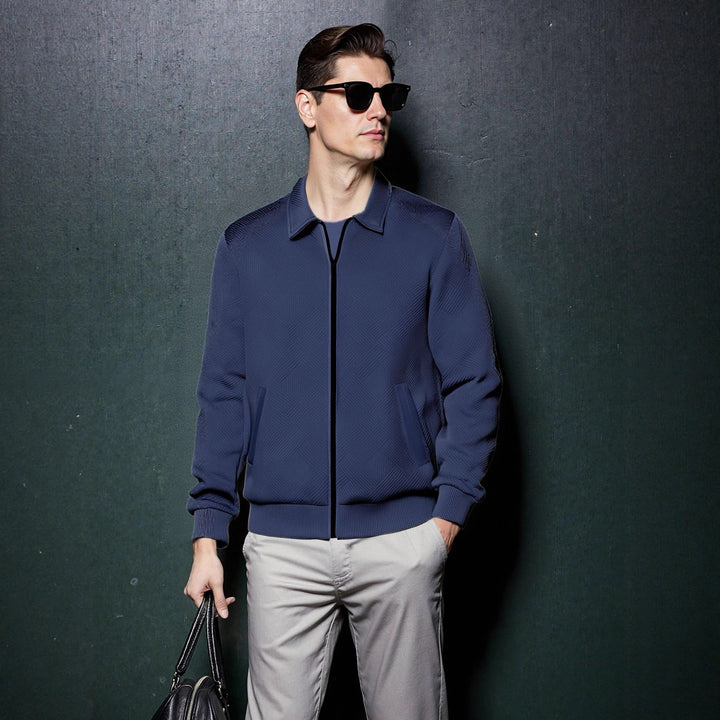 Herren sportliche Jacke mit strukturiertem Design und modernem Kragen Echoarchiv
