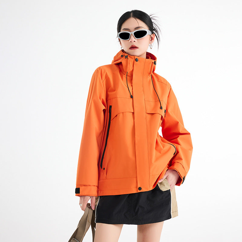 Damen technische wasserdichte Oversize-Parka mit Kapuze und verdeckten Reißverschlusstaschen Echoarchiv
