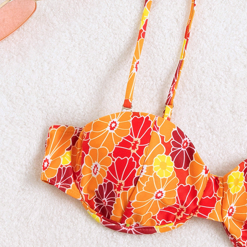 Damen Triangel-Bikini mit buntem Blumenmuster und verstellbaren Trägern Echo Archiv