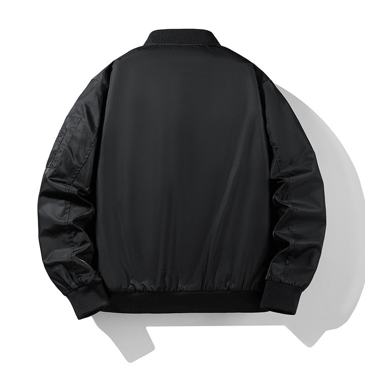 Herren Moderne Nylon-Bomberjacke im Aviatorstil mit kontrastierendem Innenfutter und Ärmel-Zipfach Echo Archiv